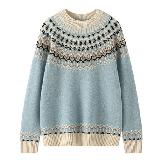 Dame Imfield kashmir genser med fair isle m&oslash;nster