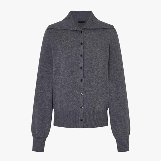 Cardigan da donna in misto lana e cashmere con collo alla marinara