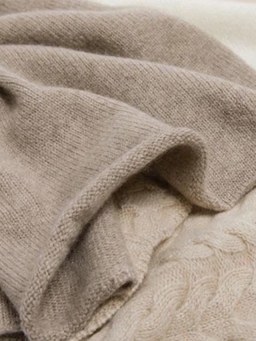  Cable kuunganishwa Cashmere crew shingo Poncho