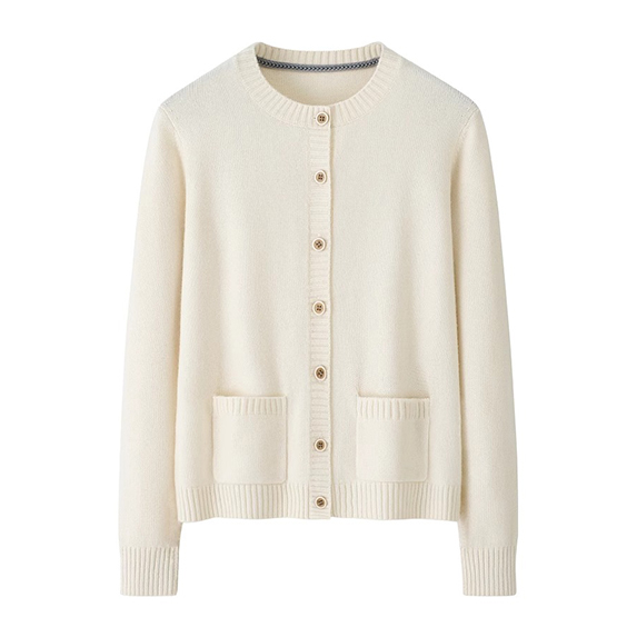 Shingo ya Wafanyakazi wa Wanawake Mifuko ya cardigan iliyounganishwa ya cashmere