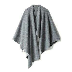 Lady Plain Knitted Cashmere Poncho