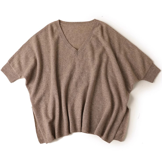 Women V Neck Cashmere rövid ujjú pulóverek