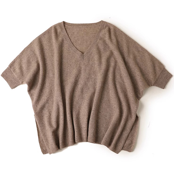 ແມ່ຍິງ v ຄໍ cashmere ສັ້ນເສື້ອຍືດສັ້ນ