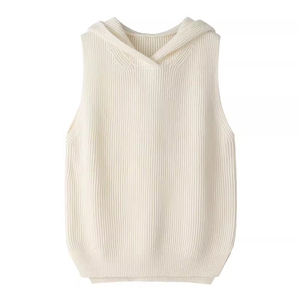 colete com capuz de cashmere branco