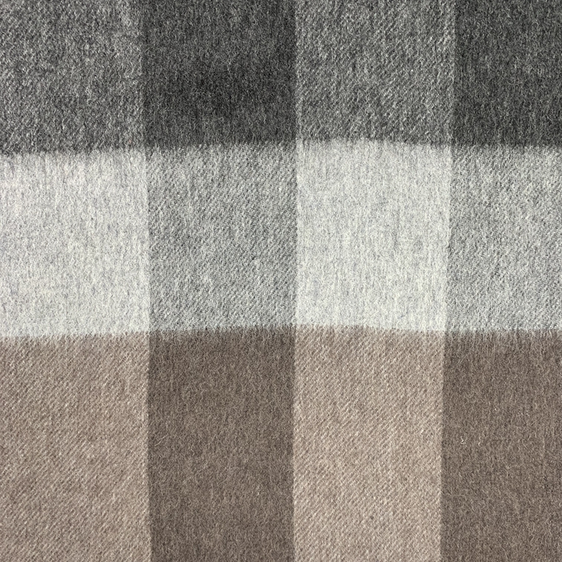 100%Cashmere Checked Scarf, Camel&Grey
