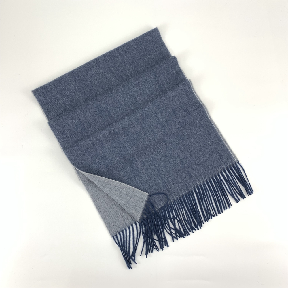 Cashmere Small Double Side Shawls, Dusty Blue&Cream